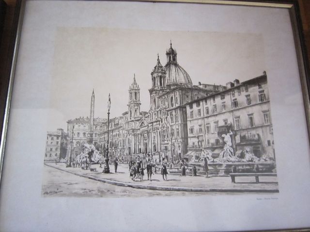 3 stampe motivo ROMA vintage anni 50 in cornice le