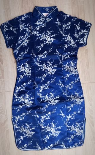 Abito Cheongsam cinese Blu Marina XL