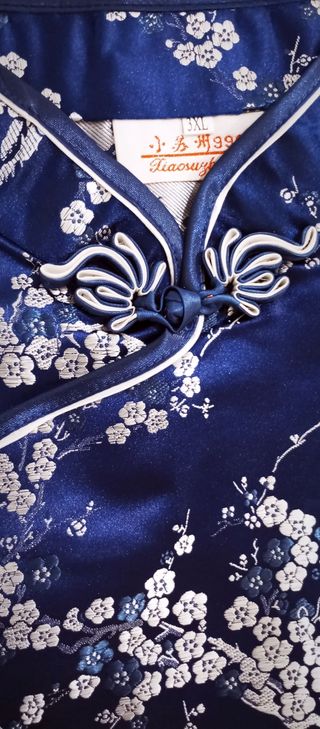 Abito Cheongsam cinese Blu Marina XL