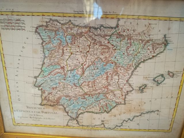 Mappa Spagna & Portogallo - Bonne 1780