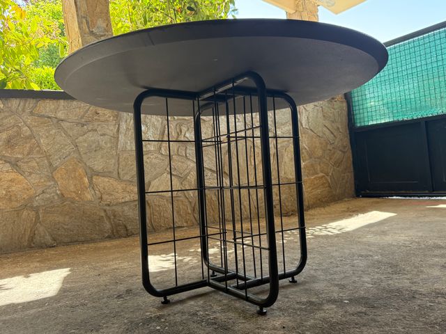 Mesa redonda negra 110cm - cristal