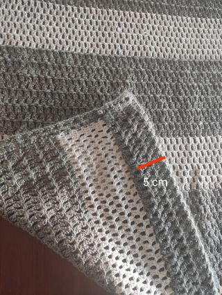 Cortina crochet gris perla y blanca 185-190cm