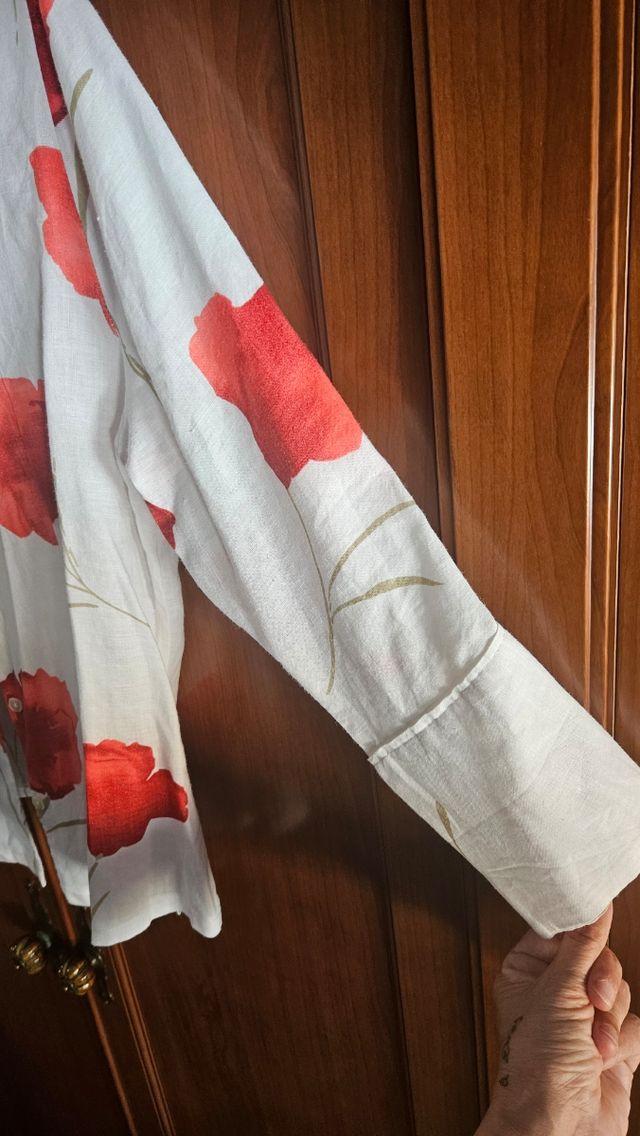 Blusa estampada roja y blanca - Talla XL