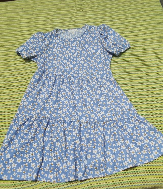 Vestido midi manga corta estampado