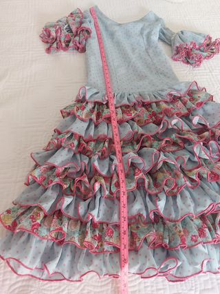 Vestido Flamenca niña azul y rosa