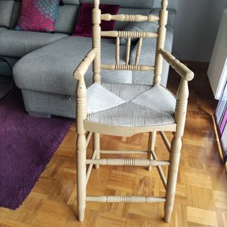 Trona infantil madera mimbre Vintage