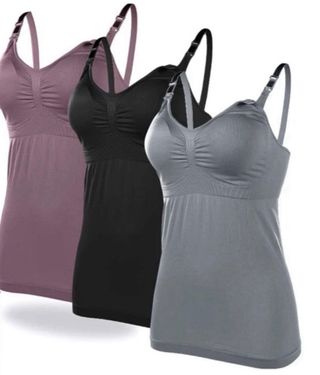 3 Camisas Lactancia - Negro, Gris y Santal 