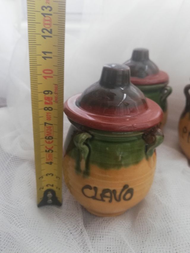 Juego 6 tarros pequeños especias cerámica