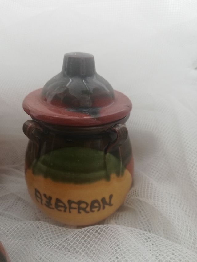 Juego 6 tarros pequeños especias cerámica