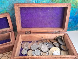 Cajas madera tallada nácar - 2 uds