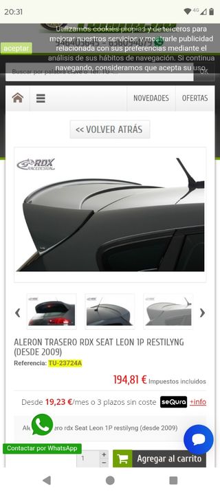 Alerón trasero RDX Seat León 1P