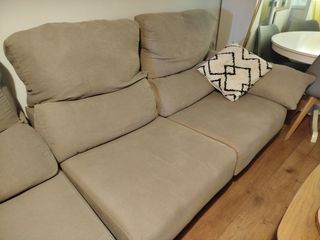 Sofá chaise longue beige 3-4 plazas