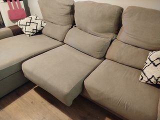 Sofá chaise longue beige 3-4 plazas