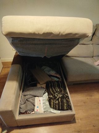 Sofá chaise longue beige 3-4 plazas