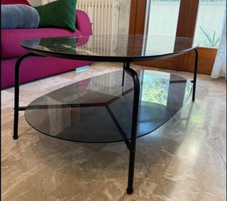 Tavolino caffè ovale marmo vetro