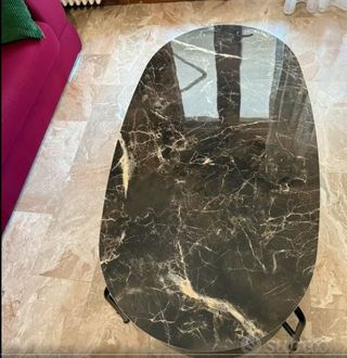 Tavolino caffè ovale marmo vetro