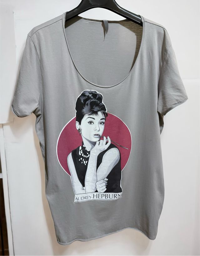T-shirt Audrey Hepburn Grigia Tg L
