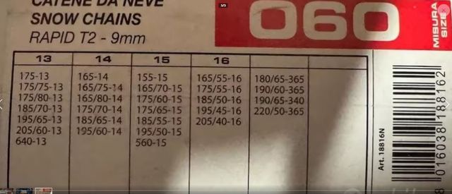 Catene da Neve Bottari Rapid T2 9mm (size 060)