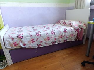Cama nido infantil blanca y morada