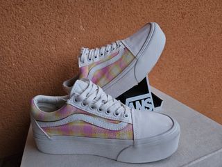 Vans Old Skool Stackform Pastel Picnic Pink Plaid