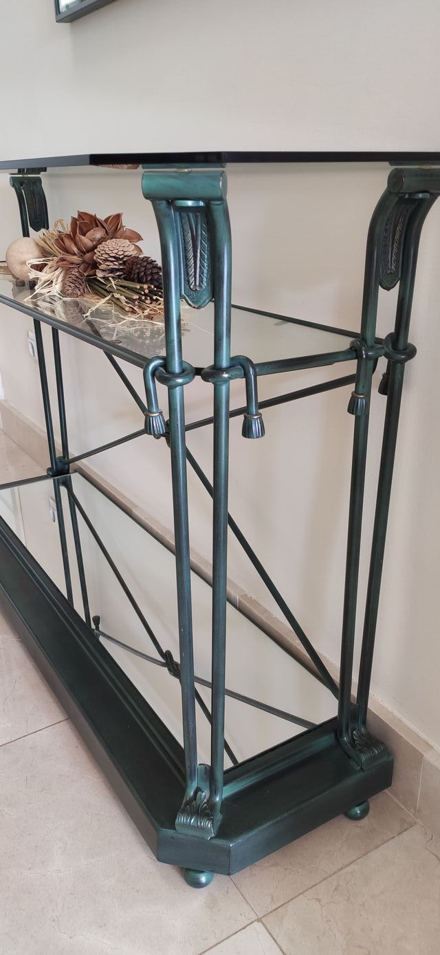 Mueble recibidor forja y cristal