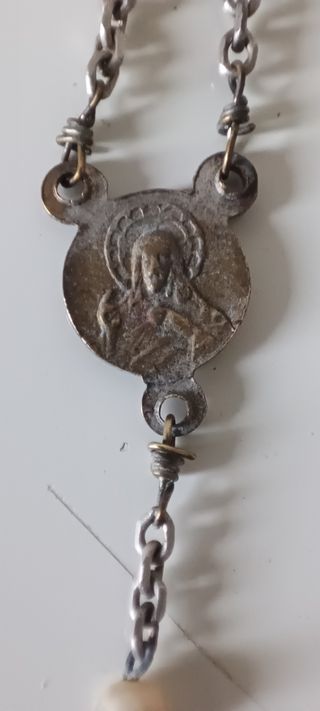 Rosario perlas nacaradas antiguo