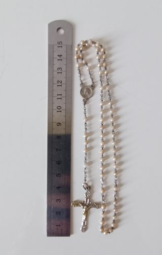 Rosario perlas nacaradas antiguo