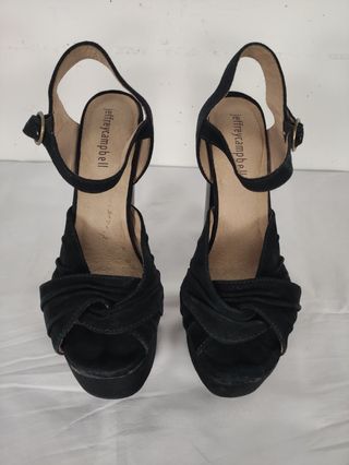 Sandali Campbell neri con zeppa