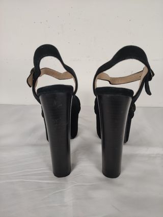 Sandali Campbell neri con zeppa