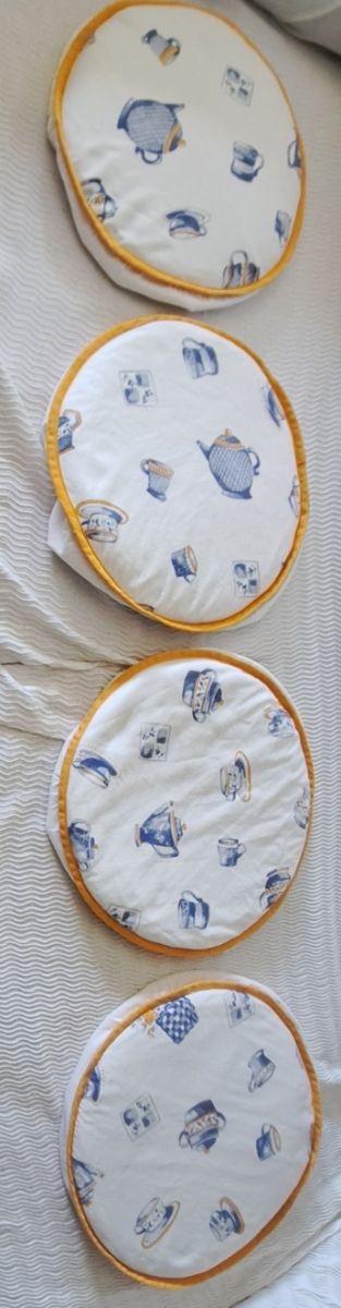 4 Cojines sillas - algodón blanco/amarillo 31,5cm