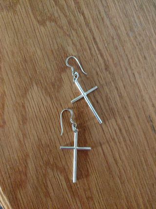 Pendientes cruz plata 925