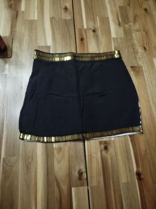 Falda mini negra y dorada, talla 34