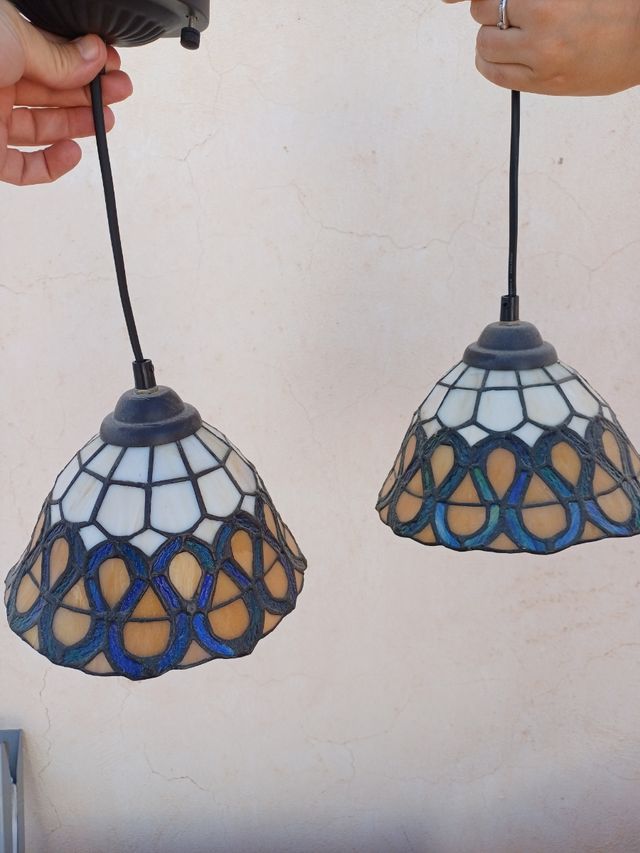 2 Lámparas Tiffany - Azul & Naranja