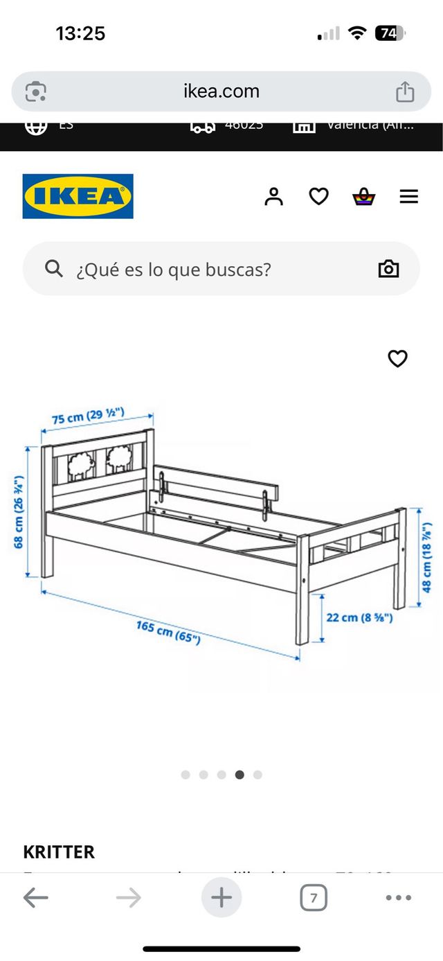 Cama infantil IKEA KRITTER c/barrera