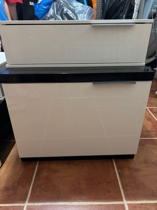 Cabecero cama 2 mesillas - Negro/blanco