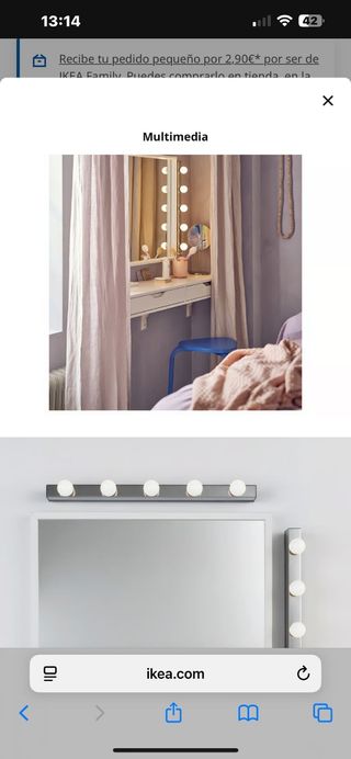 2 tiras de luces para tocador