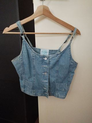 Top corto vaquero azul