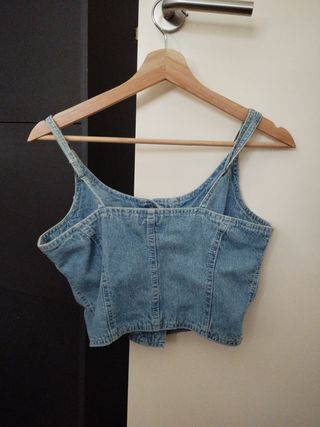 Top corto vaquero azul