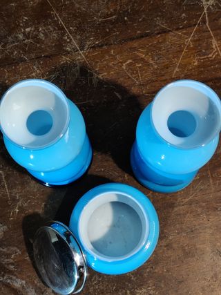 Set tocador vintage opalina azul
