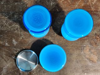Set tocador vintage opalina azul