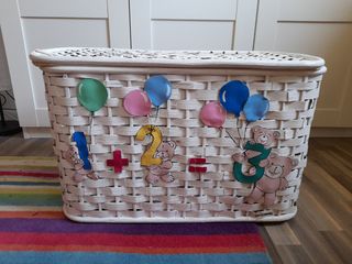 Baúl juguetes mimbre blanco infantil