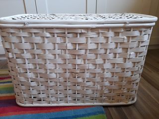 Baúl juguetes mimbre blanco infantil