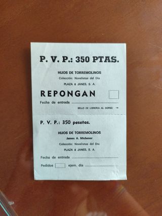 HOJA de PEDIDO de 350 PESETAS.