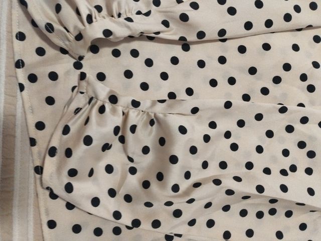 Blusa lunares Mango M - beige/negro