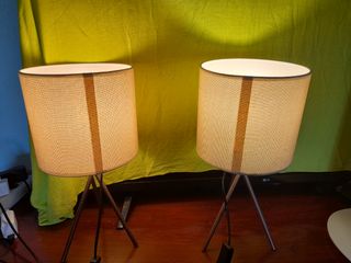 2 lámparas mesita noche - beige/dorado