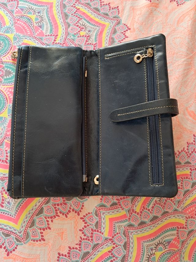 Billetero piel BORGASETS azul