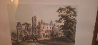 Cuadro, francia, tipo acuarela, antiguo.