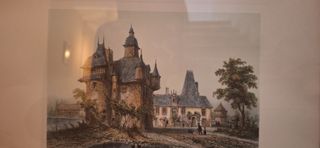 Cuadro, francia, tipo acuarela, antiguo.