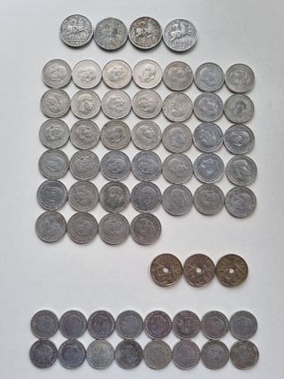 Lote de 62 monedas de Franco, desde 1941.