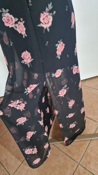 Gonna lunga fiori rosa nera